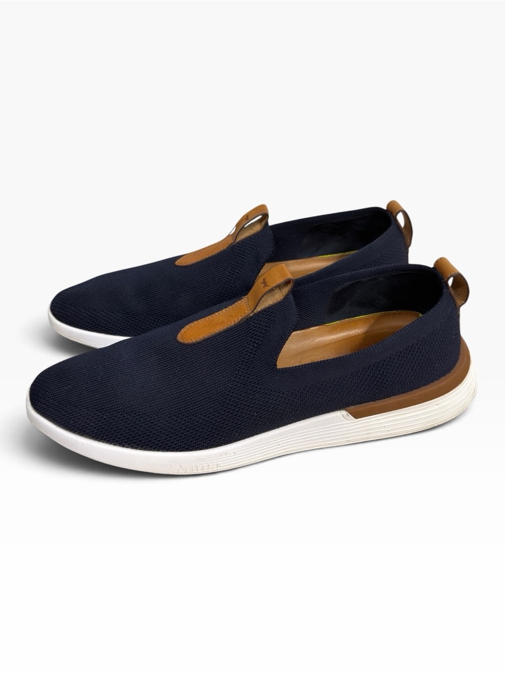 Wolf & Shepherd SwiftKnit Loafer Navy Tan Leather Slip On Sneakers Men’s 9